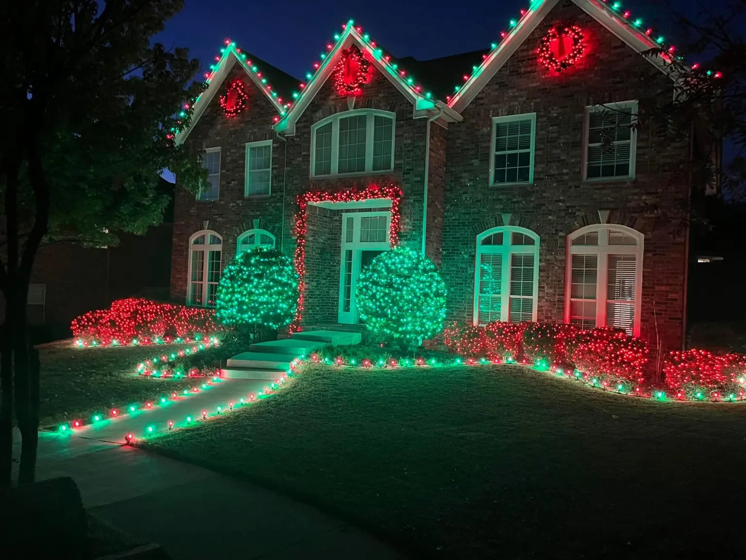 Christmas lights on a house